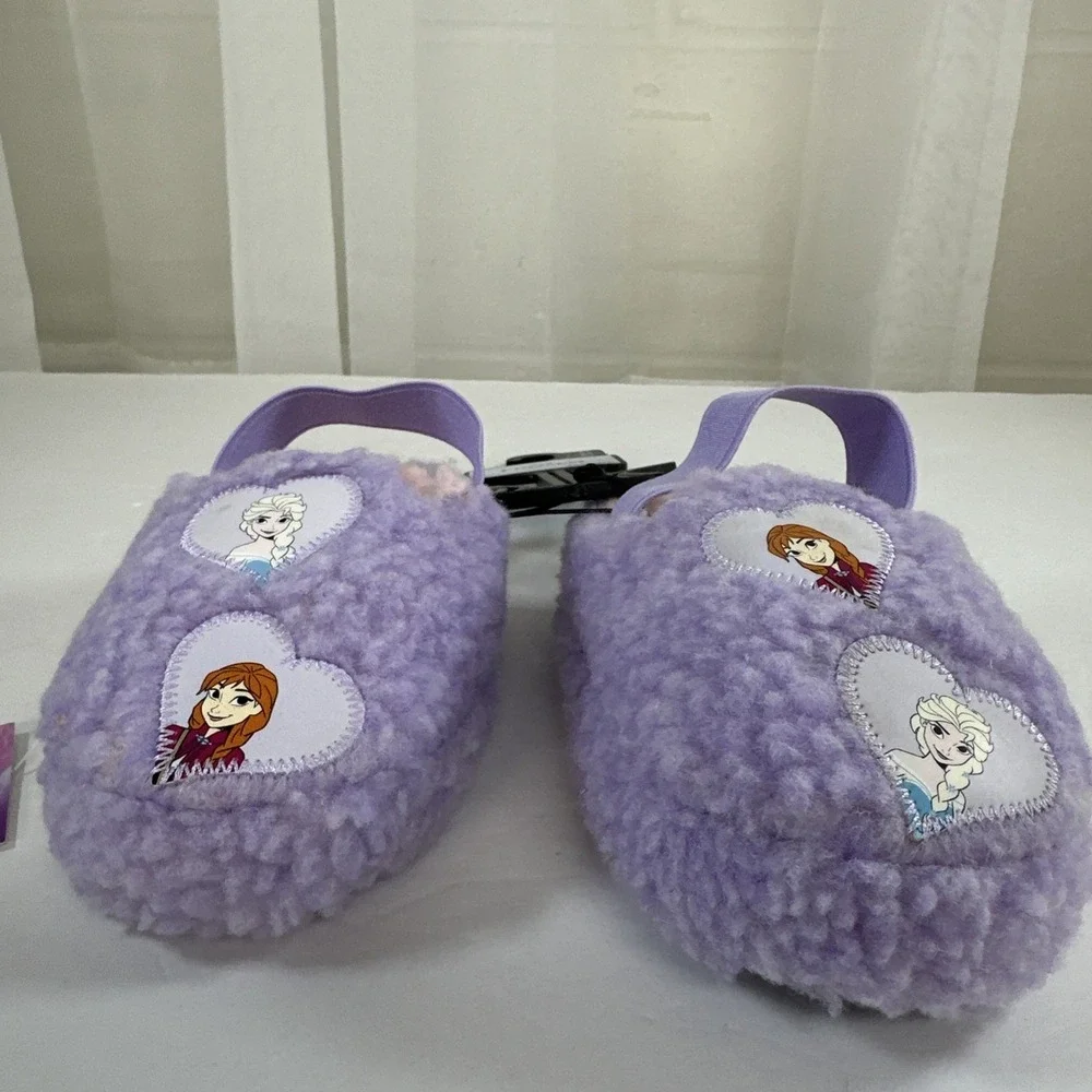 Disney Frozen Purple Slip On Slippers Back-Strap Toddler Girls 5-6 New